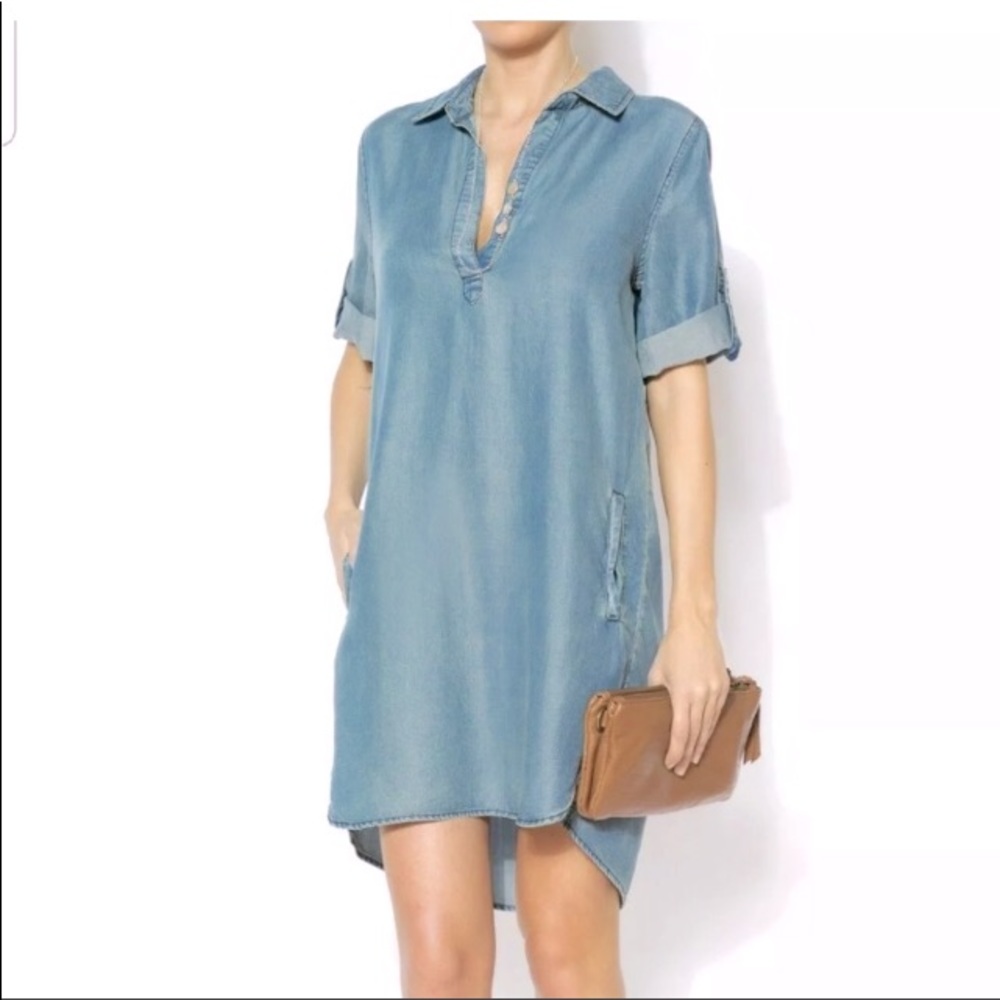 Causal Denim Half Button-Up Dress